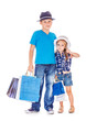 Boy and girl with customer paper bags