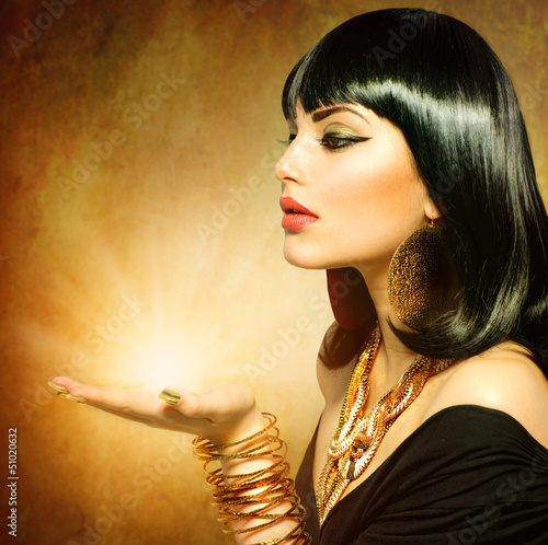 Photo: Egyptian Style Woman with Magic Light in Her Hand Egyptian Style Woman with Magic Light in Her Hand