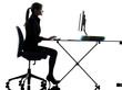 Photo: business woman computer computing typing silhouette business woman computer computing typing silhouette