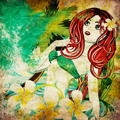 Illustration: Grunge island girl Grunge island girl