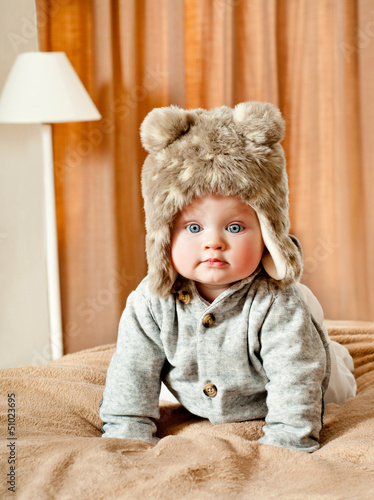Photo: baby in winter fur hat baby in winter fur hat