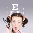 Vision impaired woman at optometrist
