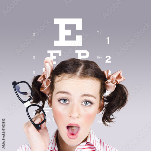 Photo: Vision impaired woman at optometrist Vision impaired woman at optometrist
