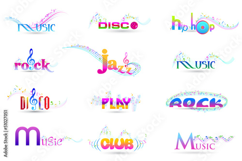Vector: vector illustration of colorful music word with musical notes vector illustration of colorful music word with musical notes