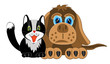 Vector: Dog and cat on white background Dog and cat on white background