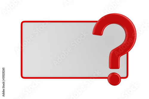 Illustration: billboard with question on white. Isolated 3D image billboard with question on white. Isolated 3D image