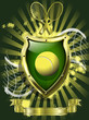 tennis ball on background of the shield