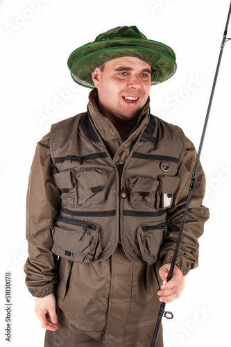 Photo: A portrait of a fisherman with fishing pole A portrait of a fisherman with fishing pole