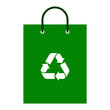 Green shopping bag with recycle symbol
