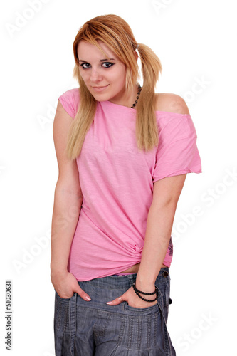 Photo: beautiful teenage girl posing on white background beautiful teenage girl posing on white background