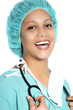 Laughing doctor in a theatre cap