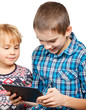 Children playing with a tablet computer