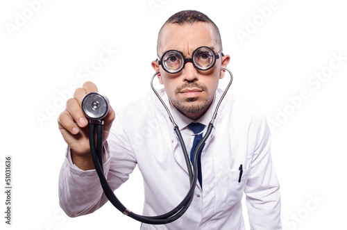 Photo: Funny doctor isolated on the white Funny doctor isolated on the white