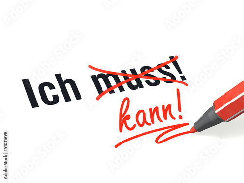 Illustration: Stift- & Schriftserie: Ich muss nicht, ich kann! rot Stift- & Schriftserie: Ich muss nicht, ich kann! rot