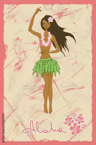 Vector: Illustration of girl dancing hula Illustration of girl dancing hula