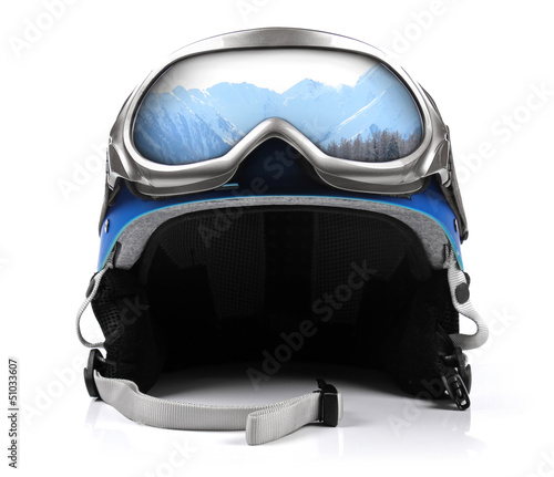 Photo: blue snowboard helmet with goggles blue snowboard helmet with goggles