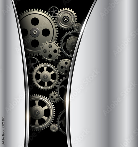 Vector: Abstract background metallic silver with gears Abstract background metallic silver with gears