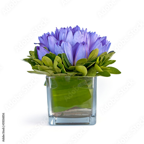 Photo: Bouquet de lotus bleus dans un vace Bouquet de lotus bleus dans un vace