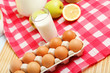 Foto: Milk in a glass jar and eggs Milk in a glass jar and eggs