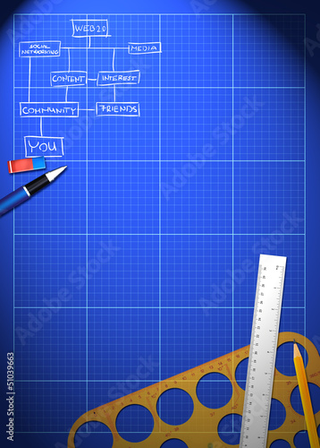 Illustration: Business blueprint background Business blueprint background