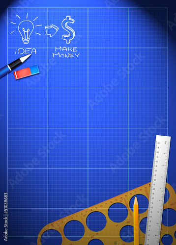 Illustration: Business blueprint background Business blueprint background