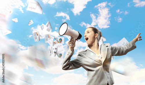 Photo: businesswoman with megaphone businesswoman with megaphone