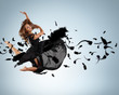 Young girl floating