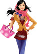 fashion girl  with pink scarf