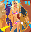 beauty girl in beach party