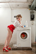 housewife bored in the laundry