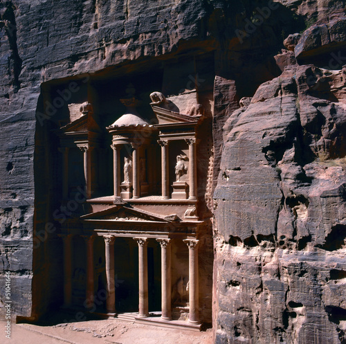 Photo: Treasury in ancient city of Petra in Jordan Treasury in ancient city of Petra in Jordan