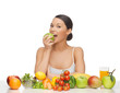 woman with fruits and vegetables