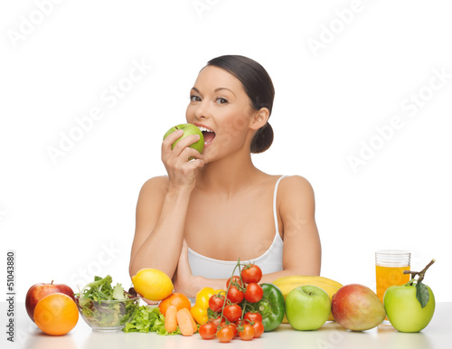 Photo: woman with fruits and vegetables woman with fruits and vegetables
