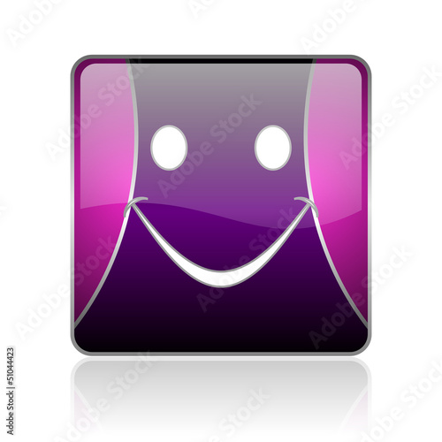 Illustration: smile violet square web glossy icon smile violet square web glossy icon