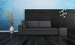 Modern couch in front of wall | 3d interior