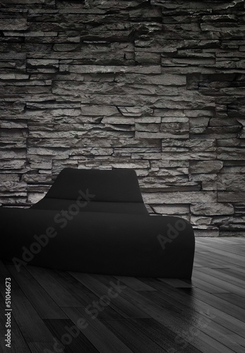 Illustration: Modern couch in front of wall | 3d interior Modern couch in front of wall | 3d interior