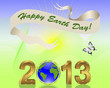 Earth Day background with gold 3-D 2013.