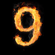 Numbers and symbols on fire