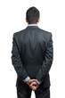 Portrait of a businessman back view isolated on white background