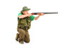 A male hunter shooting with a rifle