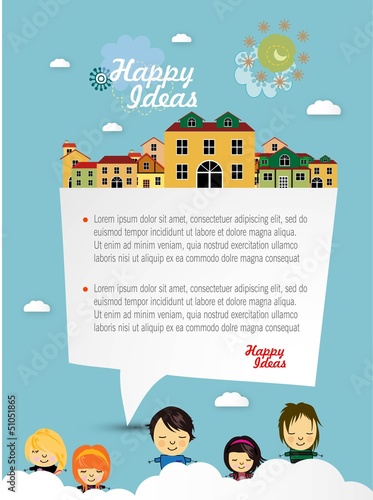 Vector: Happy children with speech bubble vector background Happy children with speech bubble vector background
