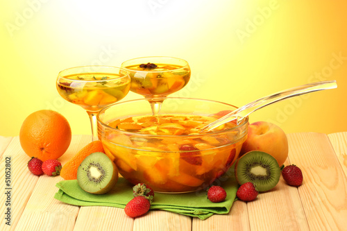 Photo: punch in bowl and glasses with fruits, punch in bowl and glasses with fruits,