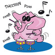 éléphant, musicien, batteur, batterie, personnage, métier