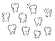 Set of health and illness teeth