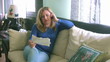 Nervously woman talking  with customer service