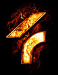 four, illustration of  number with chrome effects and red fire o