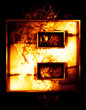 eight, illustration of  number with chrome effects and red fire