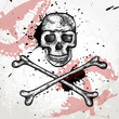 Design element with skull and butterfly.