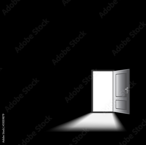 Vector: open door in dark room open door in dark room
