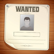 Wanted Poster on Wooden Wall. Vector Template